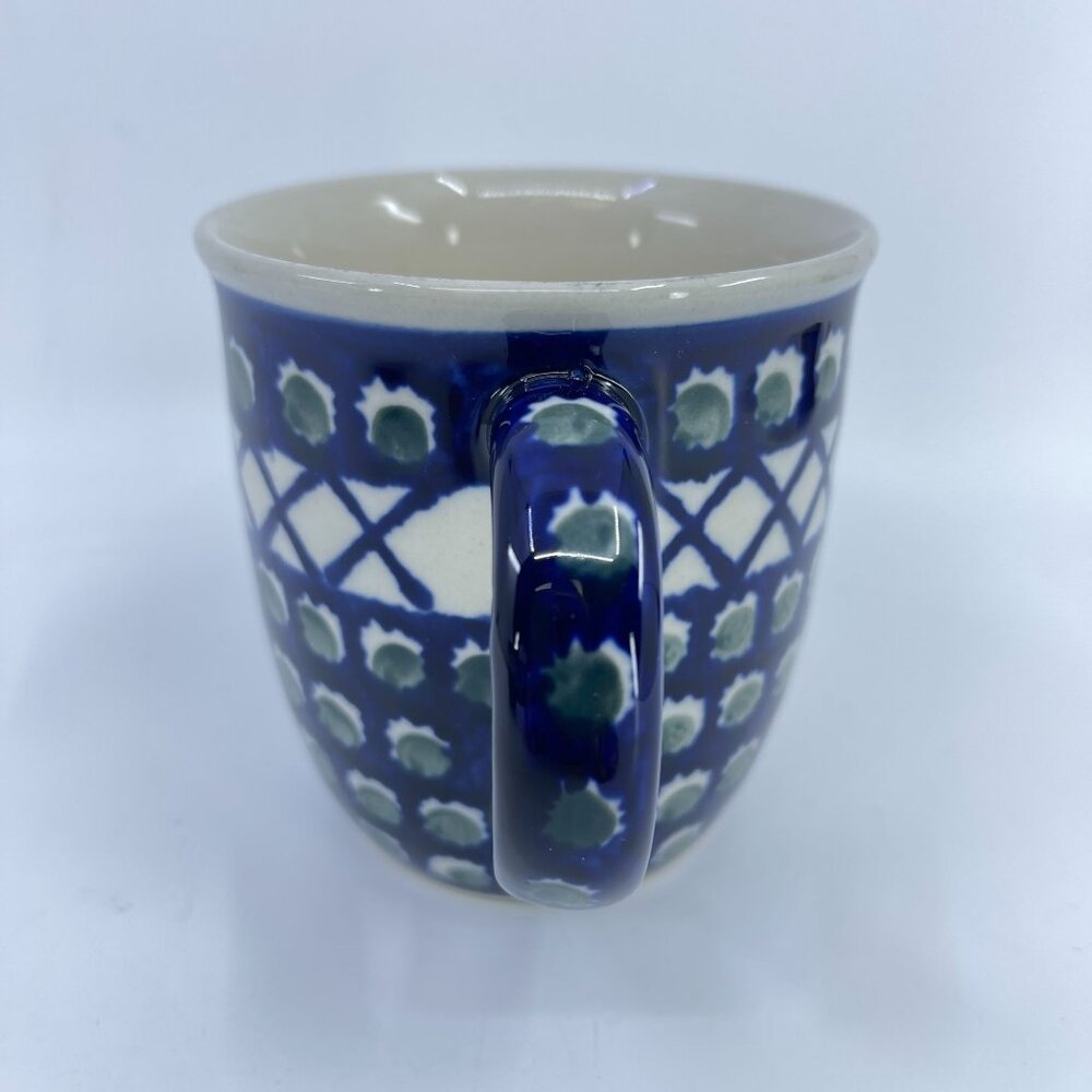 vintage boleslawiec polish pottery mug "lattice" pattern handcrafted - Picture 4 of 6